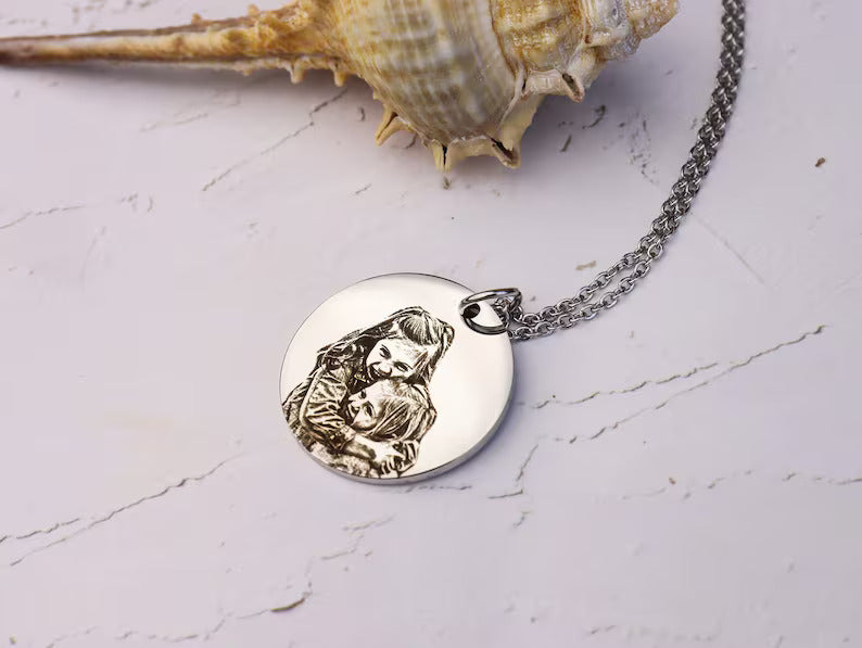 Kişiye Özel Lazer Fotoğraf Baskılı Kolye Renk Seçenekli